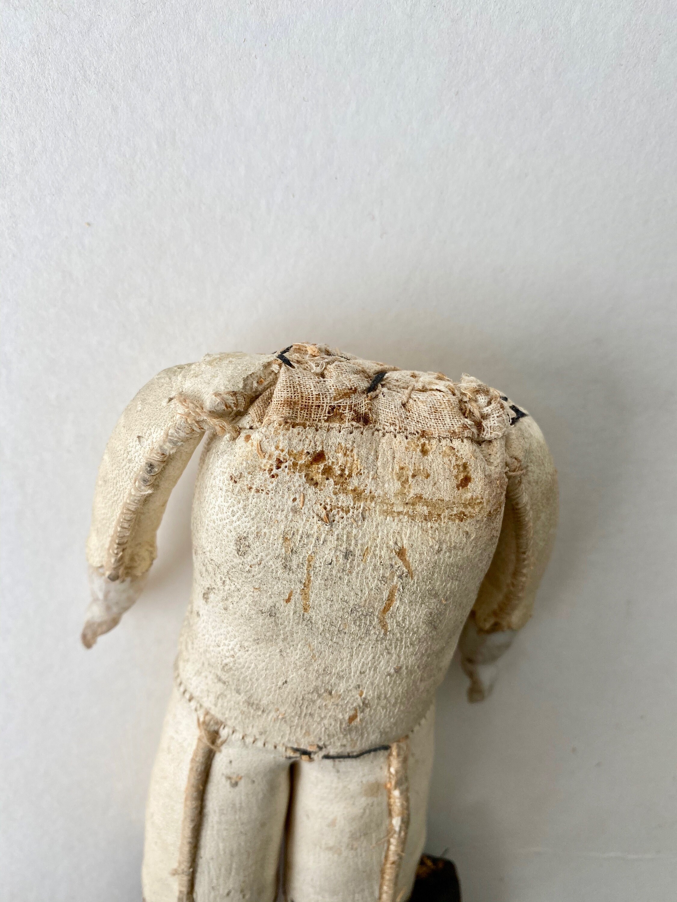 Antique Kid Leather Doll Body with Bisque Hands