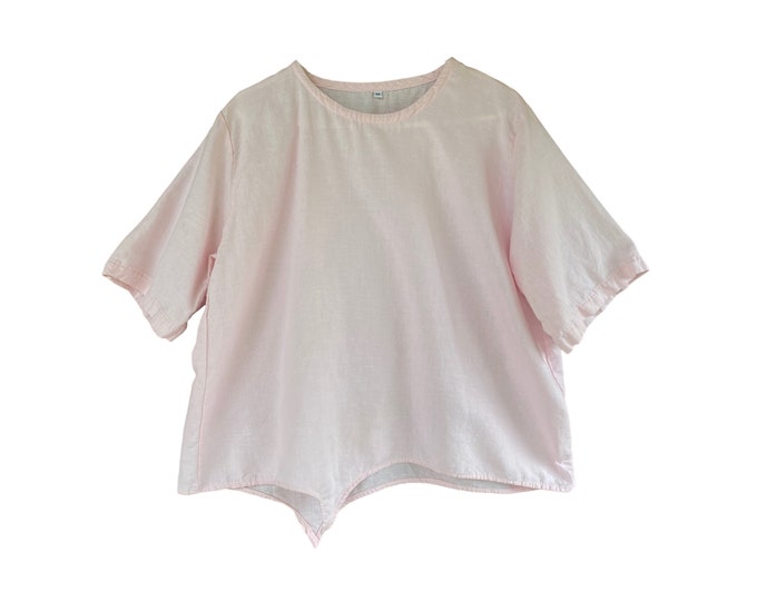 MaxEquations Linen Pullover Point Blouse -M- Pale Pink