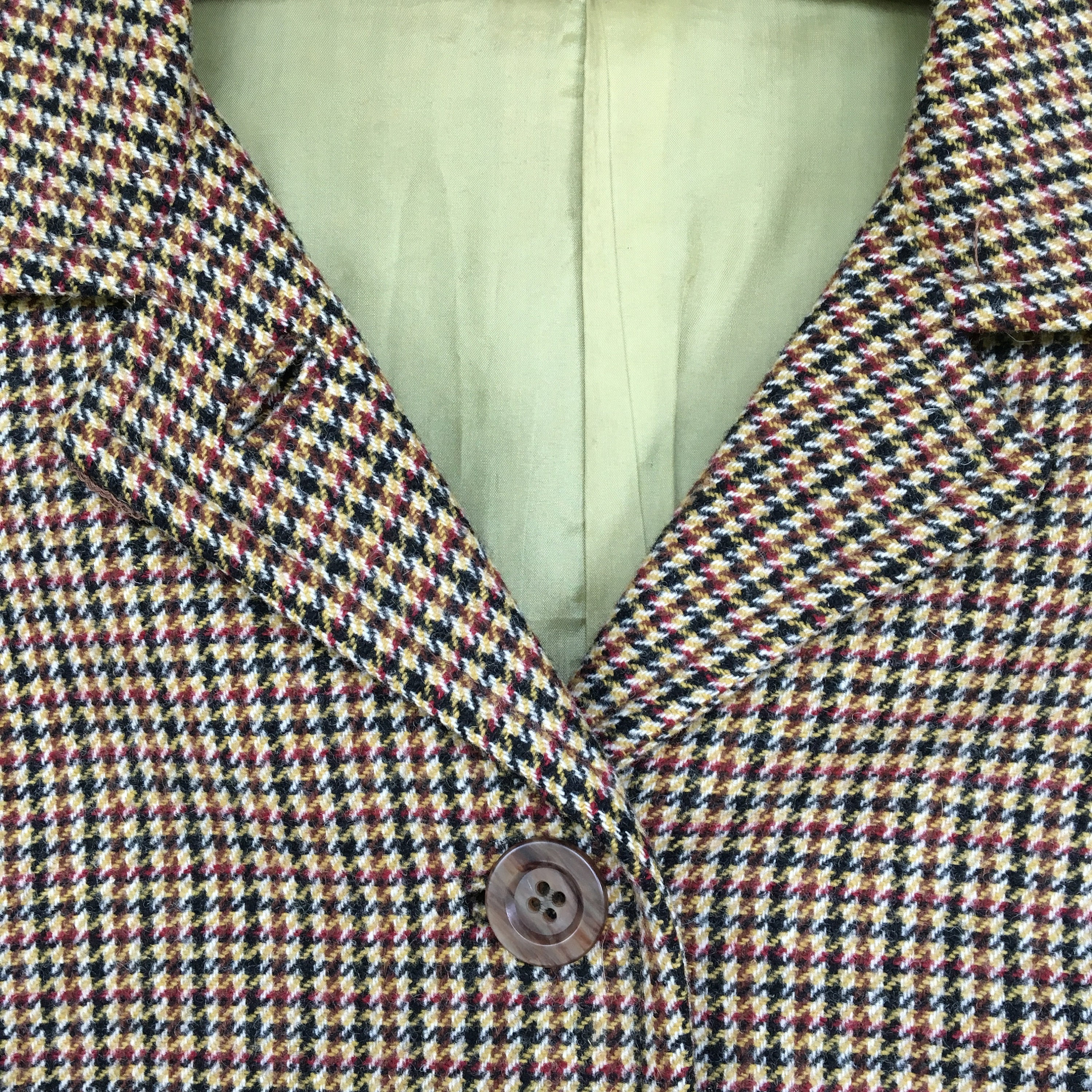 Vintage Cordon Lined Houndstooth Womens Wool Jacket