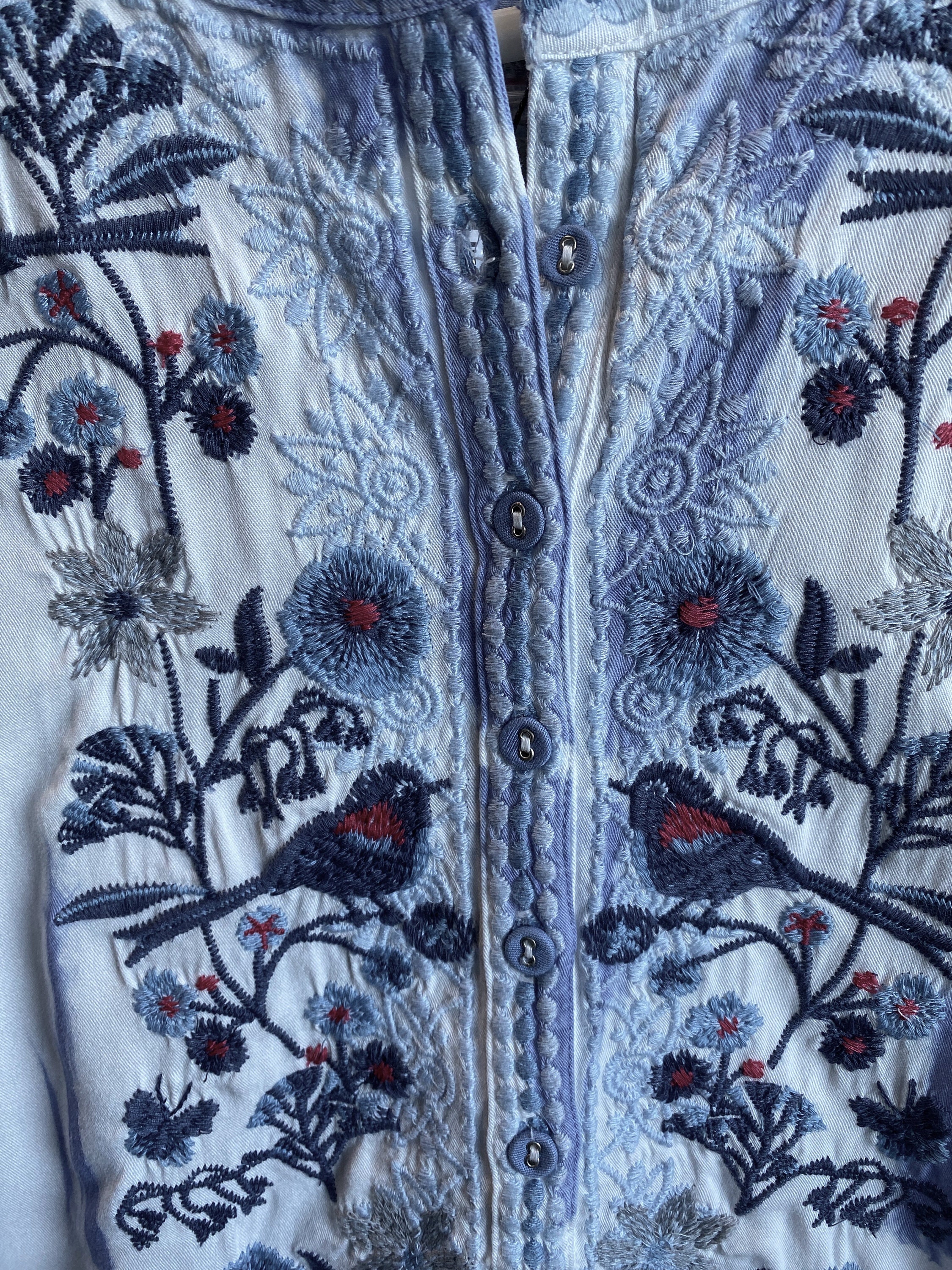 APNY Embroidered Peasant Blouse XL White Viscose NWT