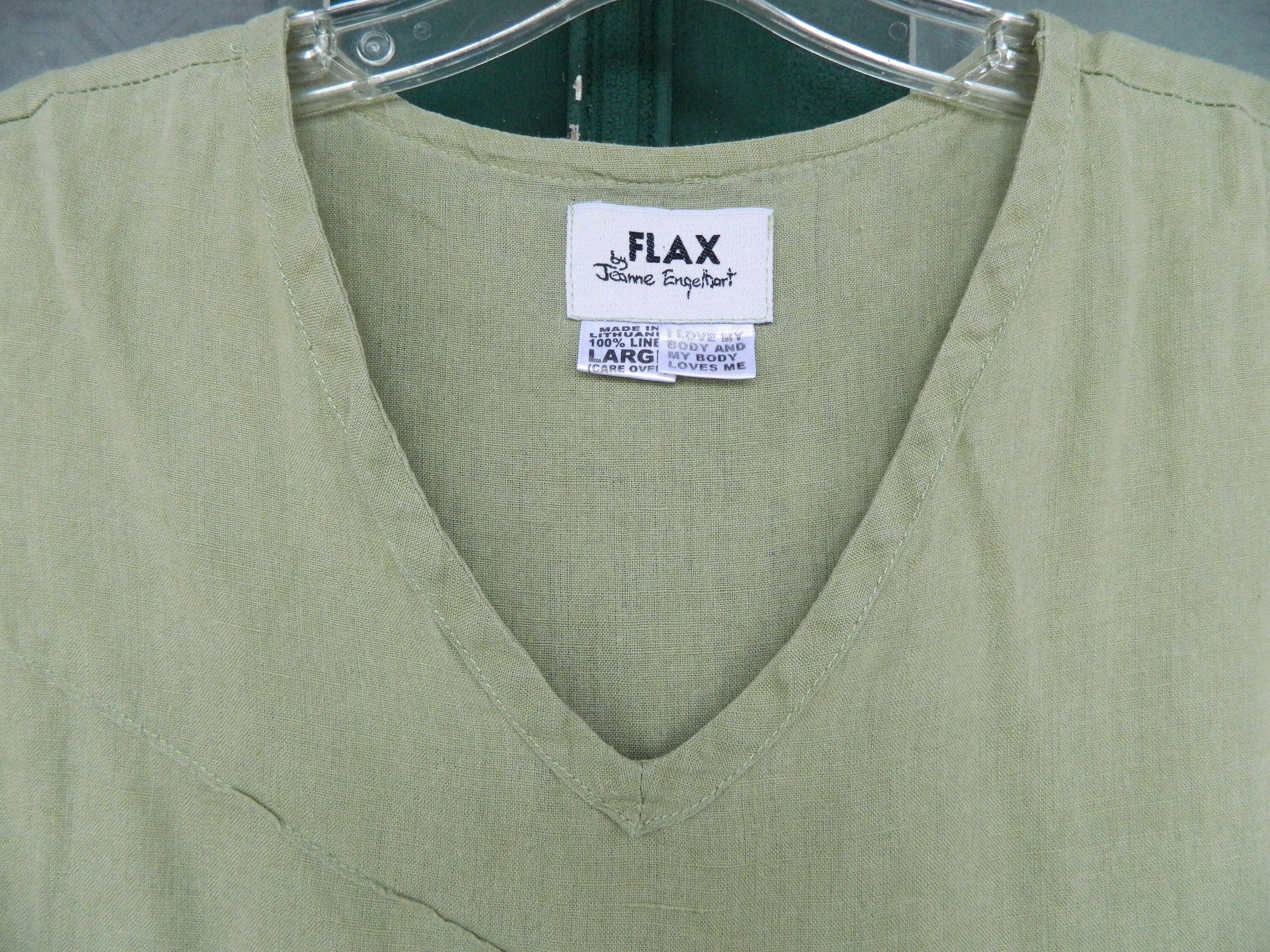 FLAX Engelhart Triangle Tank -L- Willow Green Handkerchief Linen