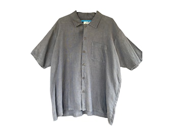 FLAX Engelhart Basic 1999 Camp Shirt -M- Slate Blue Linen