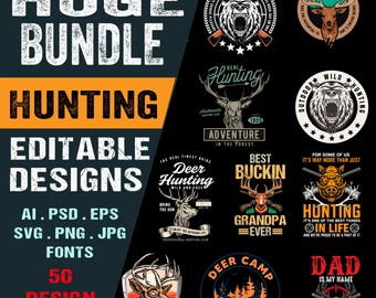 Hunting SVG Bundle: Deer, Elk, Duck Quotes - Cricut & POD Designs (Digital Download)