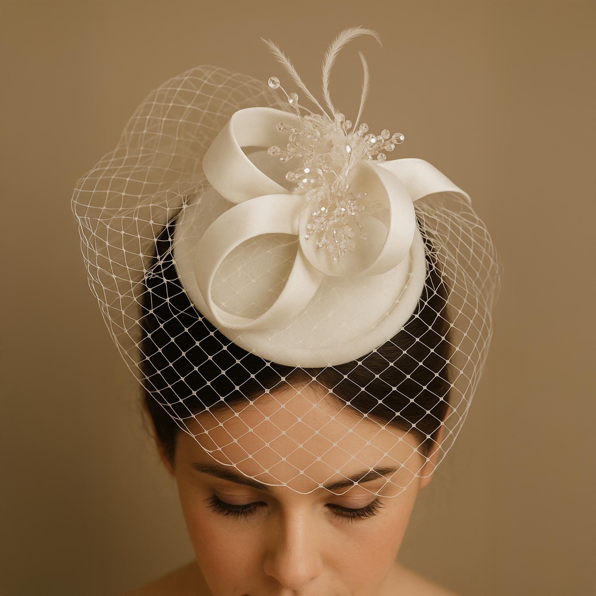 White Veiled Pillbox Hat - Etsy display picture 2