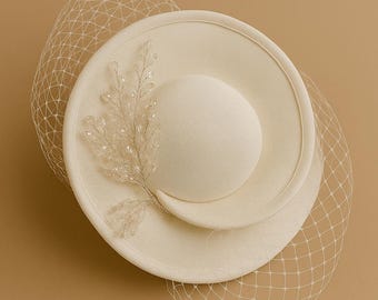 Handmade Bridal Fascinator: Vintage Birdcage Veil with Crystal Embellishments