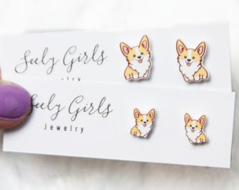 Corgi Earrings.. Dog Earrings.. Cute Corgi Earrings.. Mommy and Me Earrings.. Little Sister Big Sister.. Titanium..  Hypoallergenic..Gift