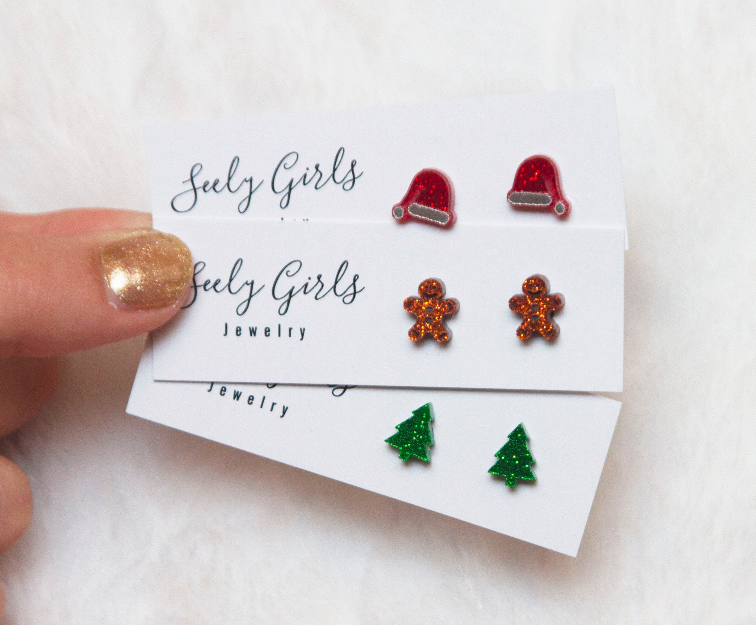 Christmas Earrings. Little Girl Earrings. Small Santa Hat