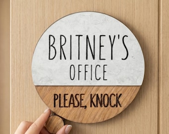Personalisiertes, drehbares Türschild fürs Büro – individuell anpassbar für jeden Raum