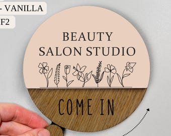 Personalized Sign with Rotating Status Segments, Hair salon decor, Salon Signage, Tanning Hair Nail Beauty Salon, Clinic, Treatment room