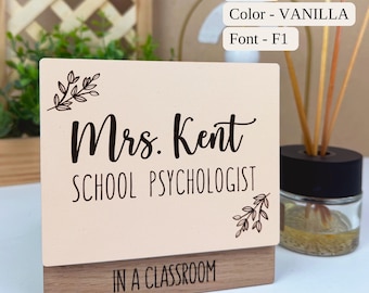 Personalisiertes Türschild für Schulpsychologen, Namensschild für Büros, individuell graviertes Schild, drehbare Statusanzeige für Schulen