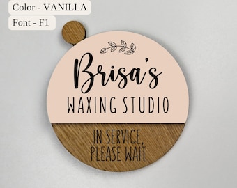 Rundtürschild für Waxing-Studios (individuell gestaltet), Salon-Türschild, Schilder für Kunstateliers, personalisierte Beschilderung, Schaufensterschild