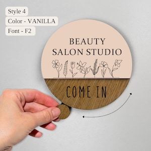 Personalized Sign with Rotating Status Segments, Hair salon decor, Salon Signage, Tanning Hair Nail Beauty Salon, Clinic, Treatment room