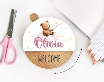 Kids Personalized Door Sign - Do Not Disturb, Please Knock, Come In - Custom Rotating Privacy Nameplate for Home, School & Doctor’s Office