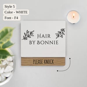 Personalized Hair Salon Door Sign, Custom Hairstylist Name Plaque, Beauty Studio Slider Sign for Business