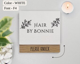 Personalisiertes Türschild für Friseursalons, Namensschild für Friseure nach Maß, Schiebeschild für Schönheitsstudios