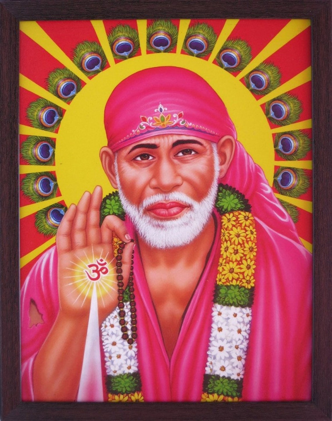 Hindu Lord Sai baba with Om Symbol which is showing in his Etsy