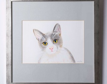 Watercolour Painting Cat Series no 5, Framed