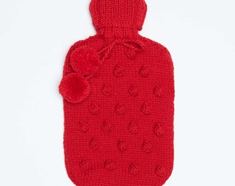 Handknitted Hot Water Bottle Cover (+Bottle)