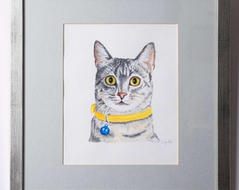 Watercolour Painting Cat Series no 6, Framed