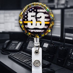 Custom Thin Line Badge Reel | Police, Dispatcher, Firefighter, EMS Personalized Holder