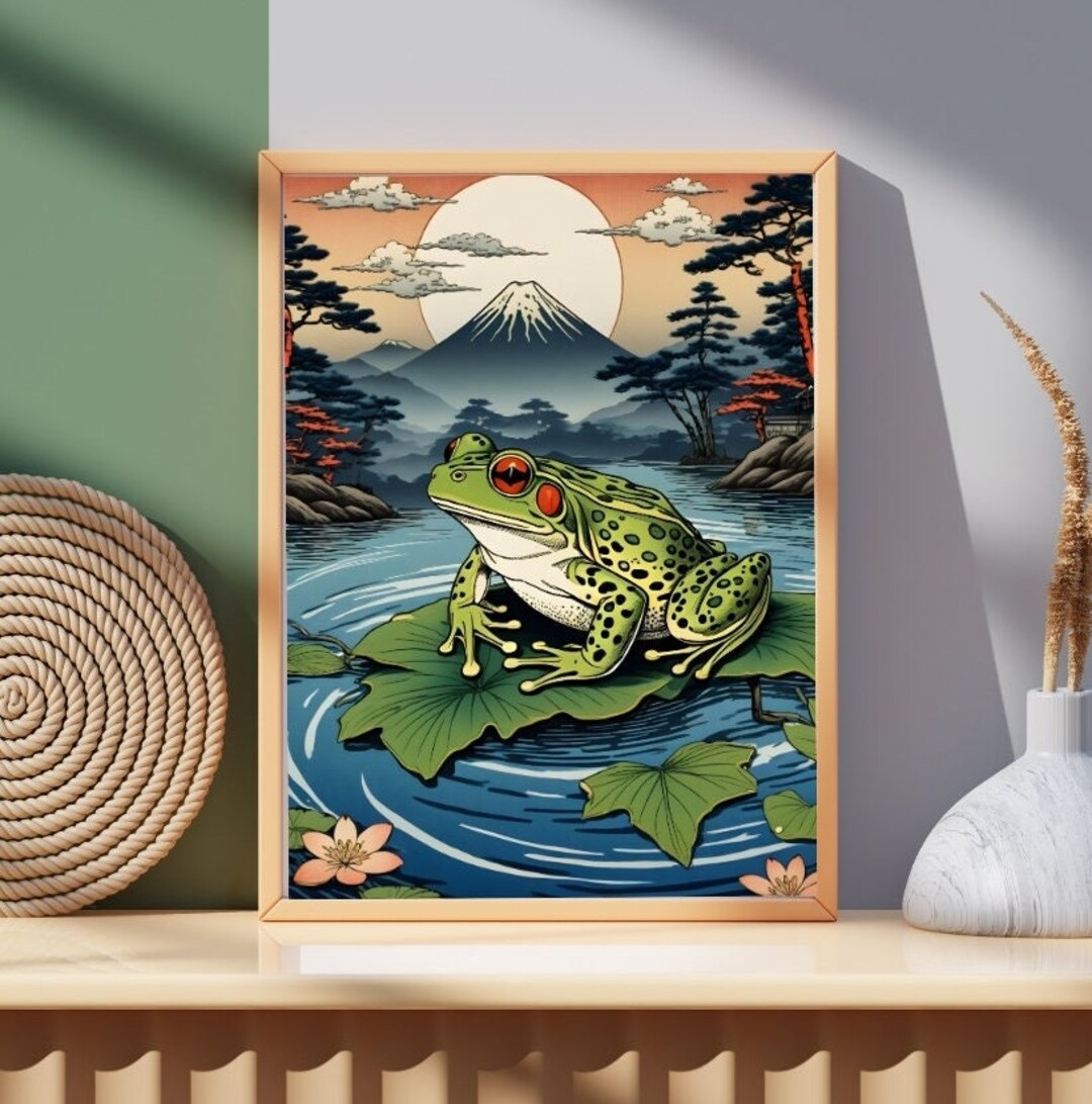 Japandi Frog | Printable Japanese Ukiyoe Art Print, Digital Wall Art ...