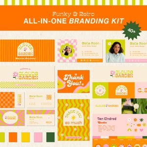 Vibrant Orange Funky Retro All-In-One Branding Kit, Canva Business Templates for Stationery, Small Shop, Handmade & Creative Brands