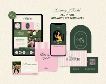 Pink Green Luxury Canva Branding Kit, Editorial Brand Identity for Boutique, Jewelry, Beauty & Small Business Brands