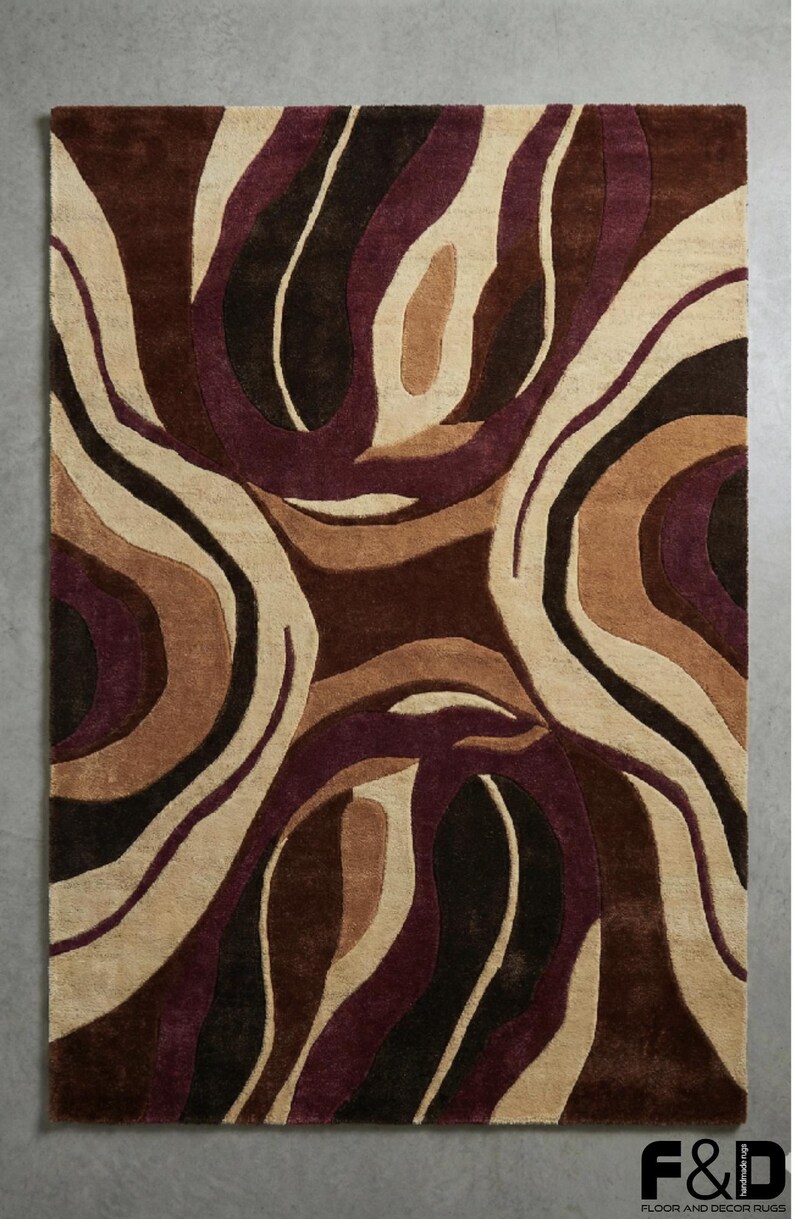 Earthy Rug Patterns Modern Abstract Earth Tone Rug – Hand Tufted Wool Area Rug – Terracotta ...