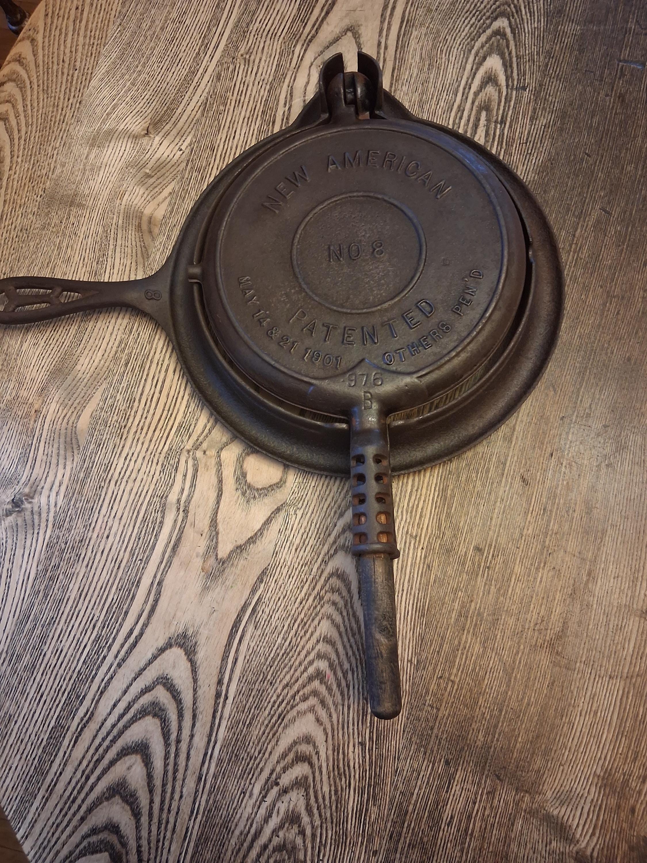 vintage an・an no.8 Griswold New American No. 8 Waffle Iron – Patented 1901, 3-piece