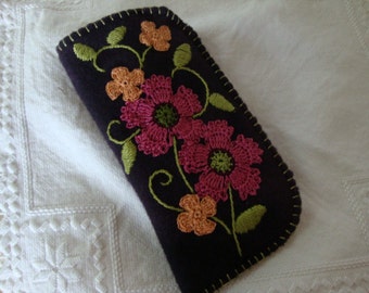plum flower eyeglass case