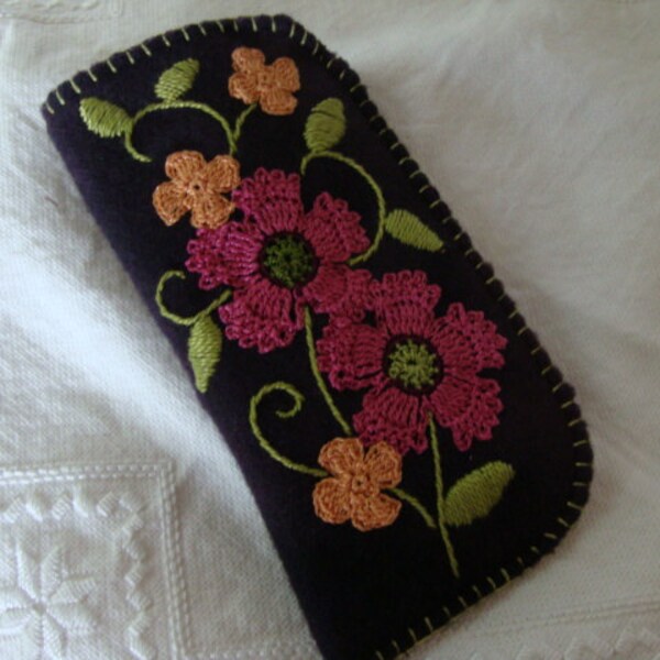 plum flower eyeglass case