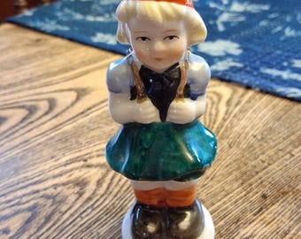 Porcelain Bavarian Style Girl Salt Shaker, Occupied Japan