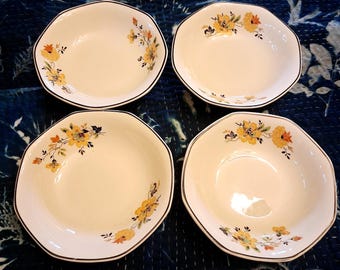 Homer Laughlin Berry bowls, Yellowstone Medieval Rose Pattern, set of 4