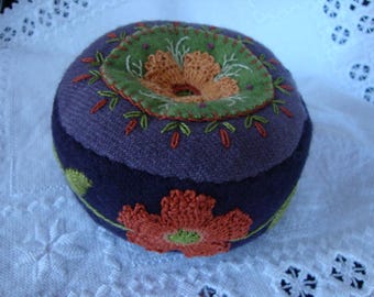 Eggplant and Russet shades pincushion