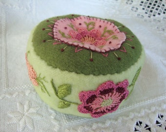 Spring Green and Pinks pincushion