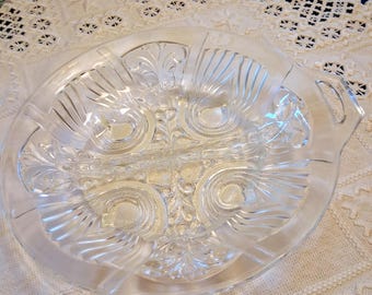 Vintage Indiana Glass Killarney Divided Relish Dish