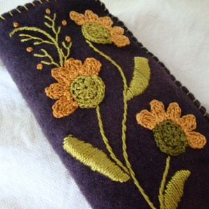 apricot flower on eggplant eyeglass case image 1