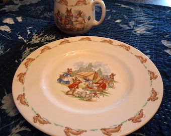 Vintage Royal Doulton  'Bunnykins' Tableware, plate and cup