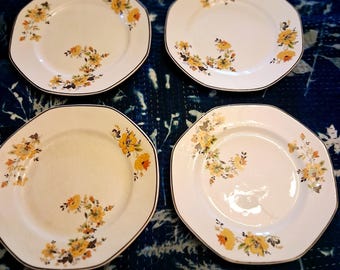 Homer Laughlin  7" Salad / Dessert Plates, Medieval Rose Pattern, set of 4