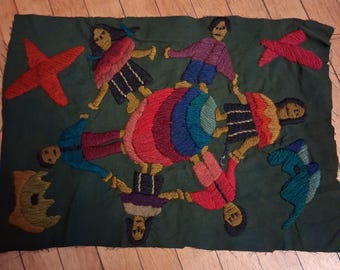 16 Guatemalan Folk Art Embroidery Panels
