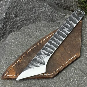 Kiridashi with Leather Case. Knife for Woodworking and Leatherwirking. Kiridashi with Straight Blade. Hand Forged Knife. Carbon Steel 52100.