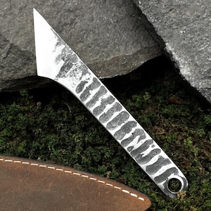 Forged Kiridashi with Leather Case. Knife for Woodworking and Leatherwirking. Kiridashi with Straight Blade. Handmade. Carbon Steel 52100.