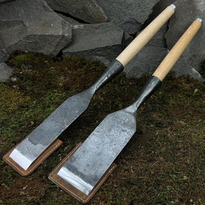 Set 2 PCS Straight Timber Chisel with Leather Cases. Slick Chisels for Woodworkers. Carpentry Chisels. Hand Forged Tools. Carbon Steel 52100