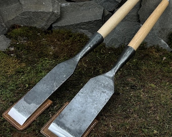 Set 2 PCS Straight Timber Chisel with Leather Cases. Slick Chisels for Woodworkers. Carpentry Chisels. Hand Forged Tools. Carbon Steel 52100