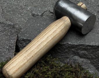 Forged Hammer for Leatherworking. Small Mallet. Leather Tooling. DIY Leathercraft. Handcrafted Tool. Carbon Steel 52100. Ash Wood Handle.
