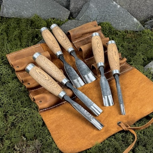 Straight Rounded Gouges, Wood Carving Chisels, Hand Forged 52100 Steel Blades, Spoon Hollowing Tools