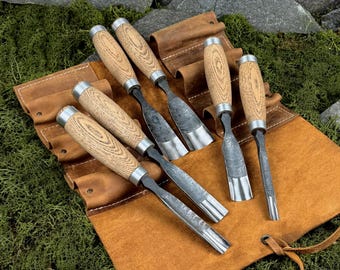 Straight Rounded Gouges, Wood Carving Chisels, Hand Forged 52100 Steel Blades, Spoon Hollowing Tools