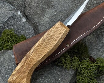 Hand Forged Sloyd Carving Knife, Spoon & Bowl Making Tool, 52100 Carbon Steel Blade