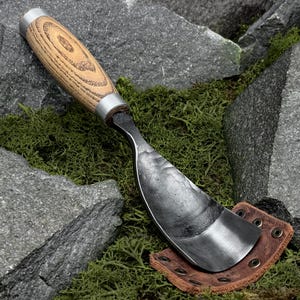 木彫りガウジ。曲げガウジ。スプーン彫刻ツール。木工ガウジ。初心者向けボウルカッティングナイフ。手鍛造工具。炭素鋼52100