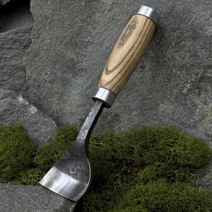 Bent Gouge for Carving Spoons, Bowls, Cups. Curved Gouge. Spoon Gouge. Wood Carving Tool.  Woodworking. Handcrafted Tool. Carbon Steel 52100